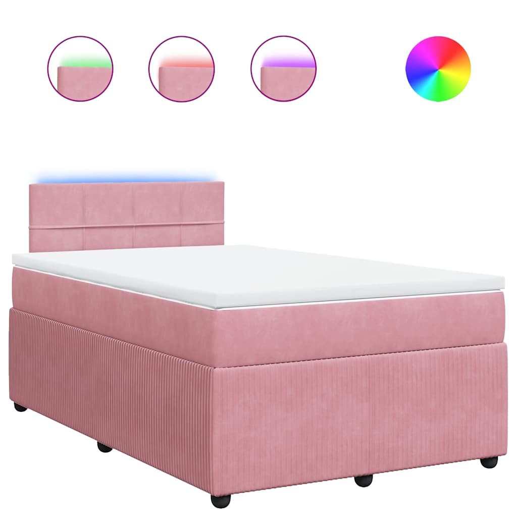 Giroletto a Molle con Materasso Rosa 120x200 cm in Velluto | homemem39