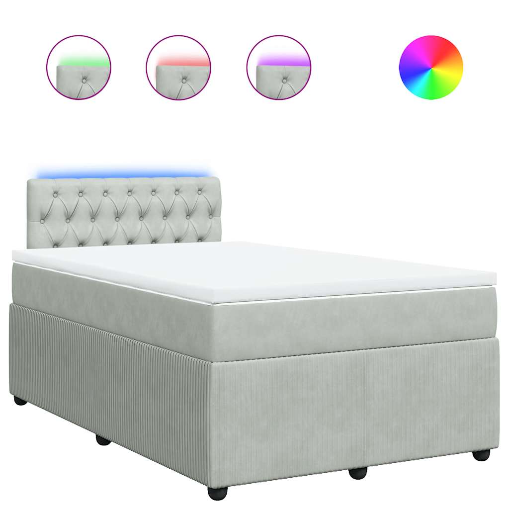 Giroletto a Molle con Materasso Grigio Chiaro 120x200cm Velluto | homemem39