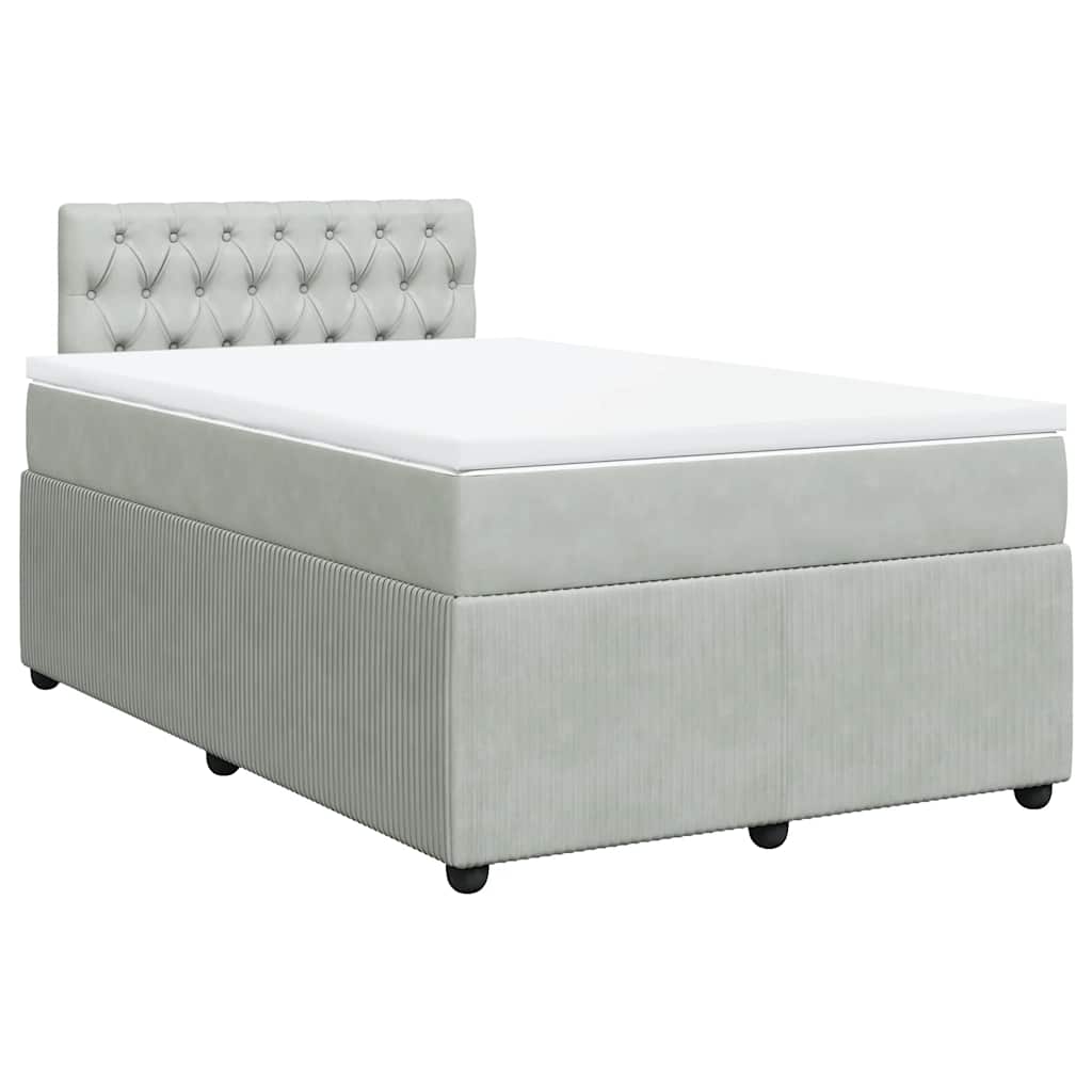 Giroletto a Molle con Materasso Grigio Chiaro 120x200cm Velluto | homemem39