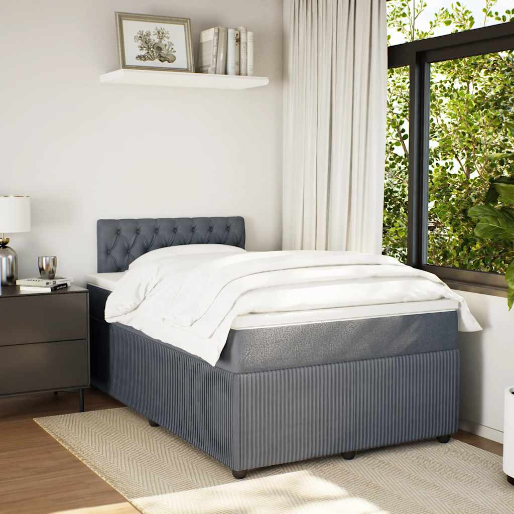 Giroletto a Molle con Materasso Grigio Scuro 120x200 cm Velluto | homemem39