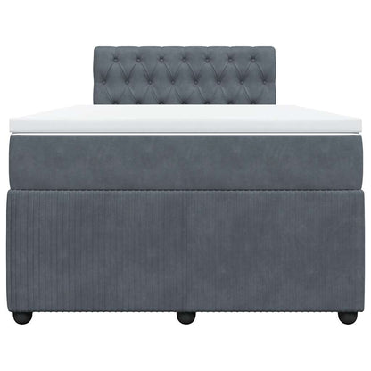 Giroletto a Molle con Materasso Grigio Scuro 120x200 cm Velluto