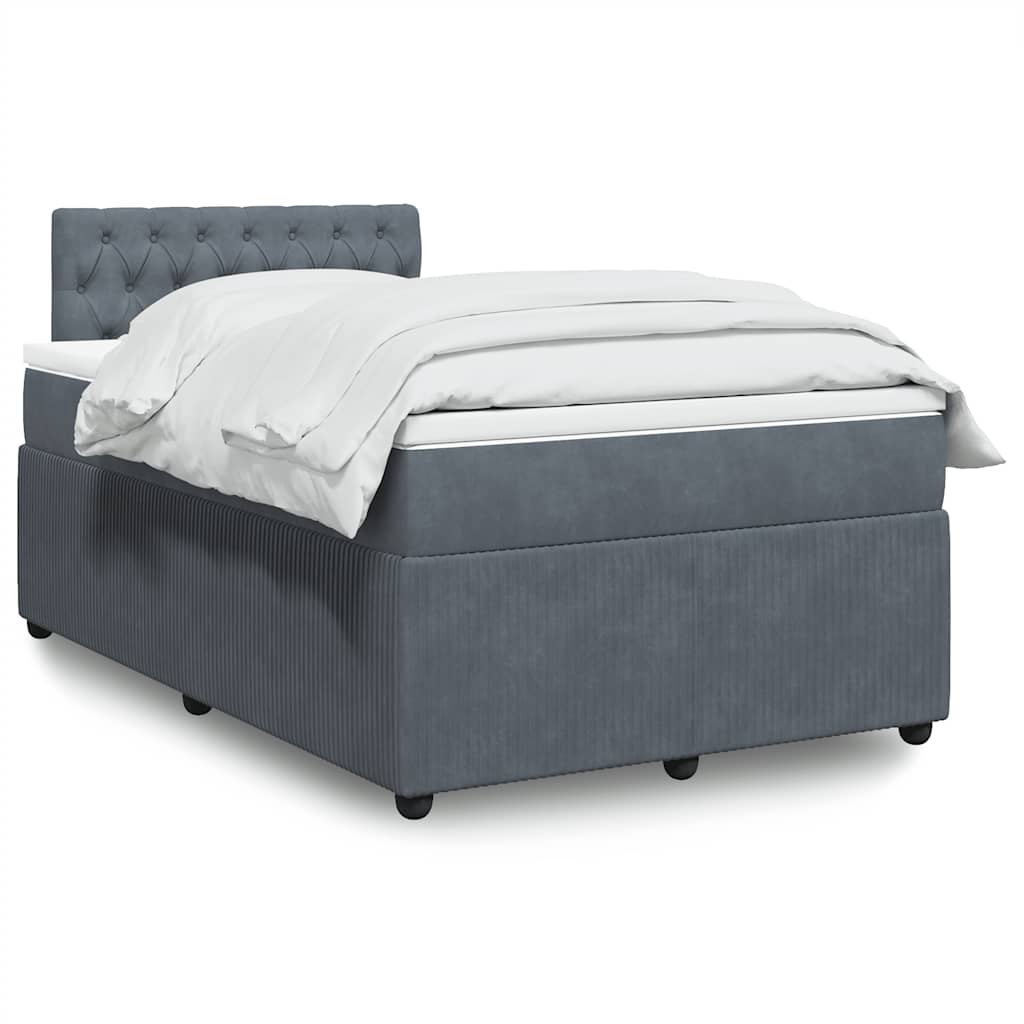 Giroletto a Molle con Materasso Grigio Scuro 120x200 cm Velluto | homemem39