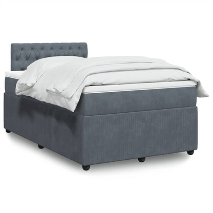 Giroletto a Molle con Materasso Grigio Scuro 120x200 cm Velluto