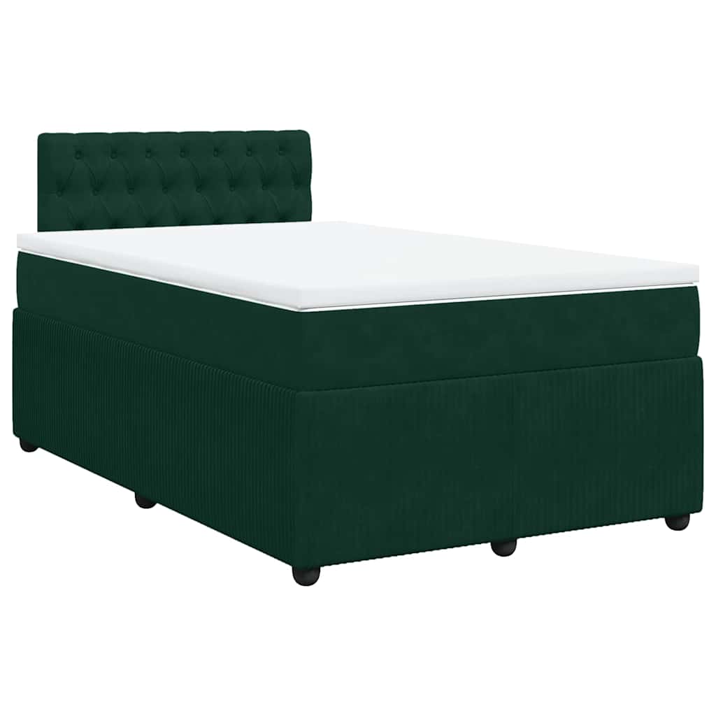 Giroletto a Molle con Materasso Verde Scuro 120x200 cm Velluto