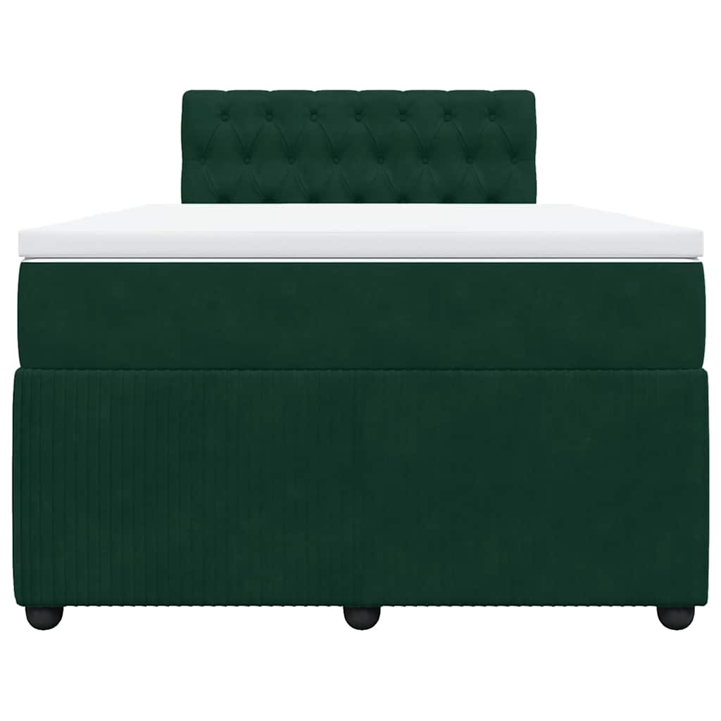 Giroletto a Molle con Materasso Verde Scuro 120x200 cm Velluto