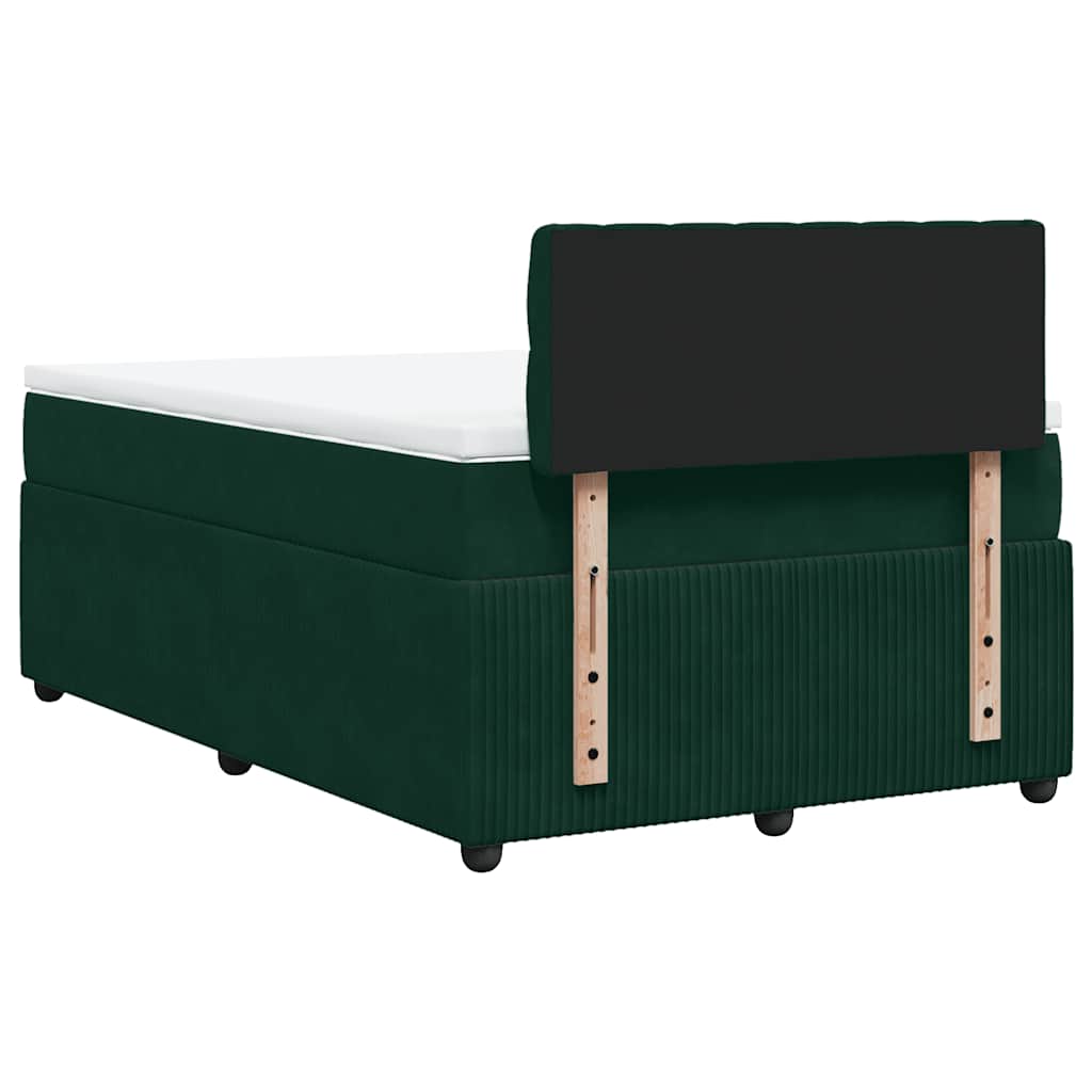 Giroletto a Molle con Materasso Verde Scuro 120x200 cm Velluto