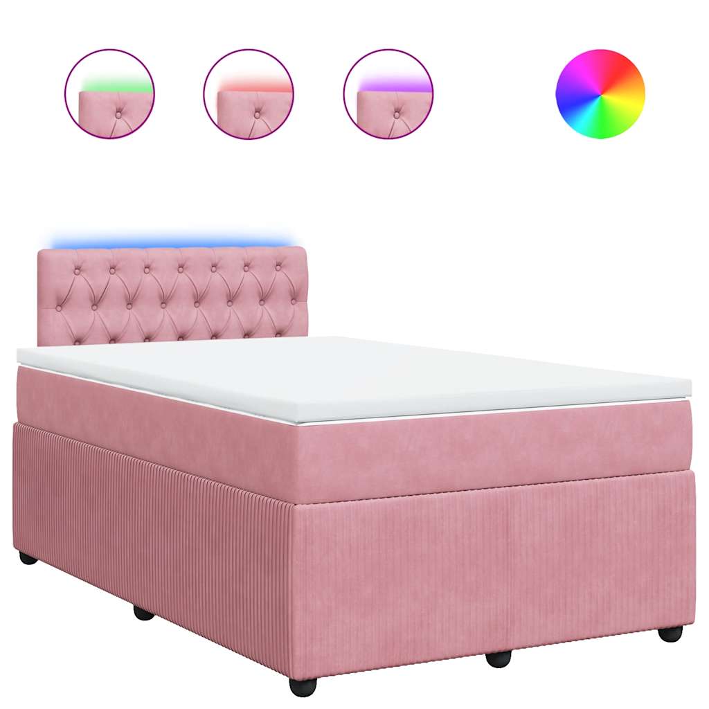 Giroletto a Molle con Materasso Rosa 120x200 cm in Velluto | homemem39
