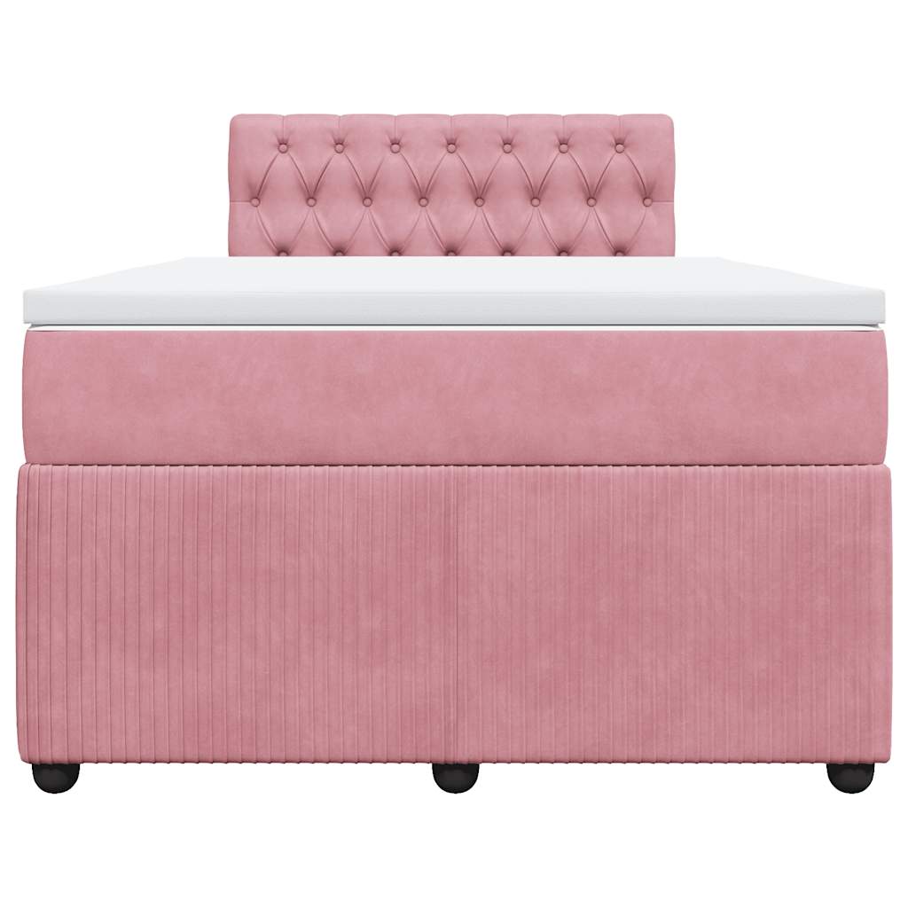 Giroletto a Molle con Materasso Rosa 120x200 cm in Velluto | homemem39