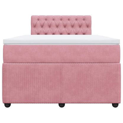 Giroletto a Molle con Materasso Rosa 120x200 cm in Velluto