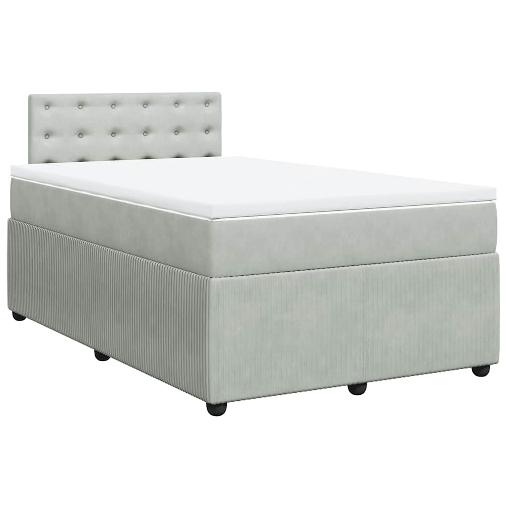 Giroletto a Molle con Materasso Grigio Chiaro 120x200cm Velluto