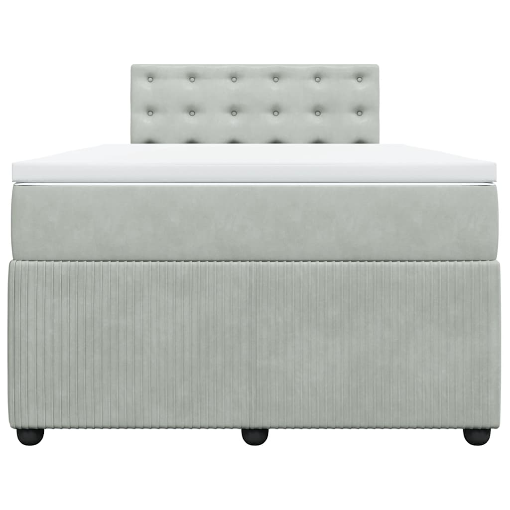 Giroletto a Molle con Materasso Grigio Chiaro 120x200cm Velluto