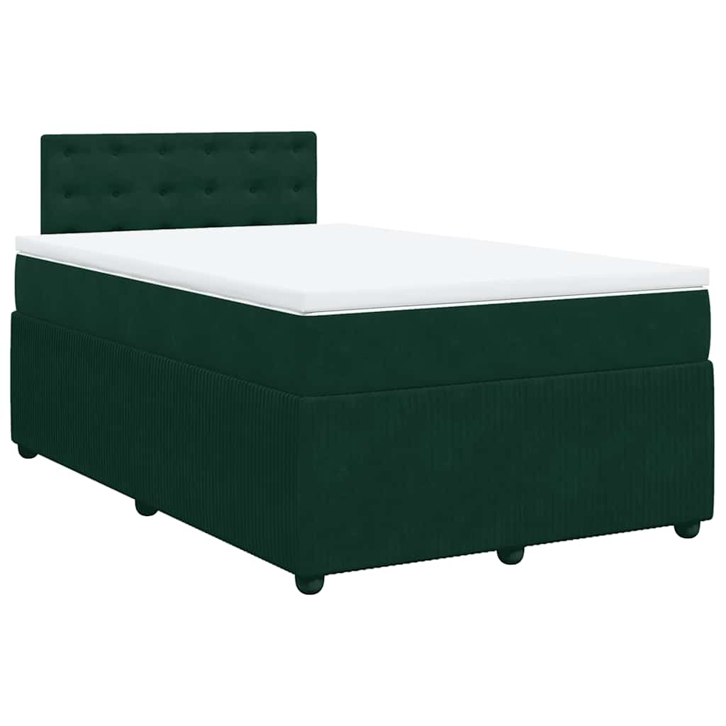 Giroletto a Molle con Materasso Verde Scuro 120x200 cm Velluto