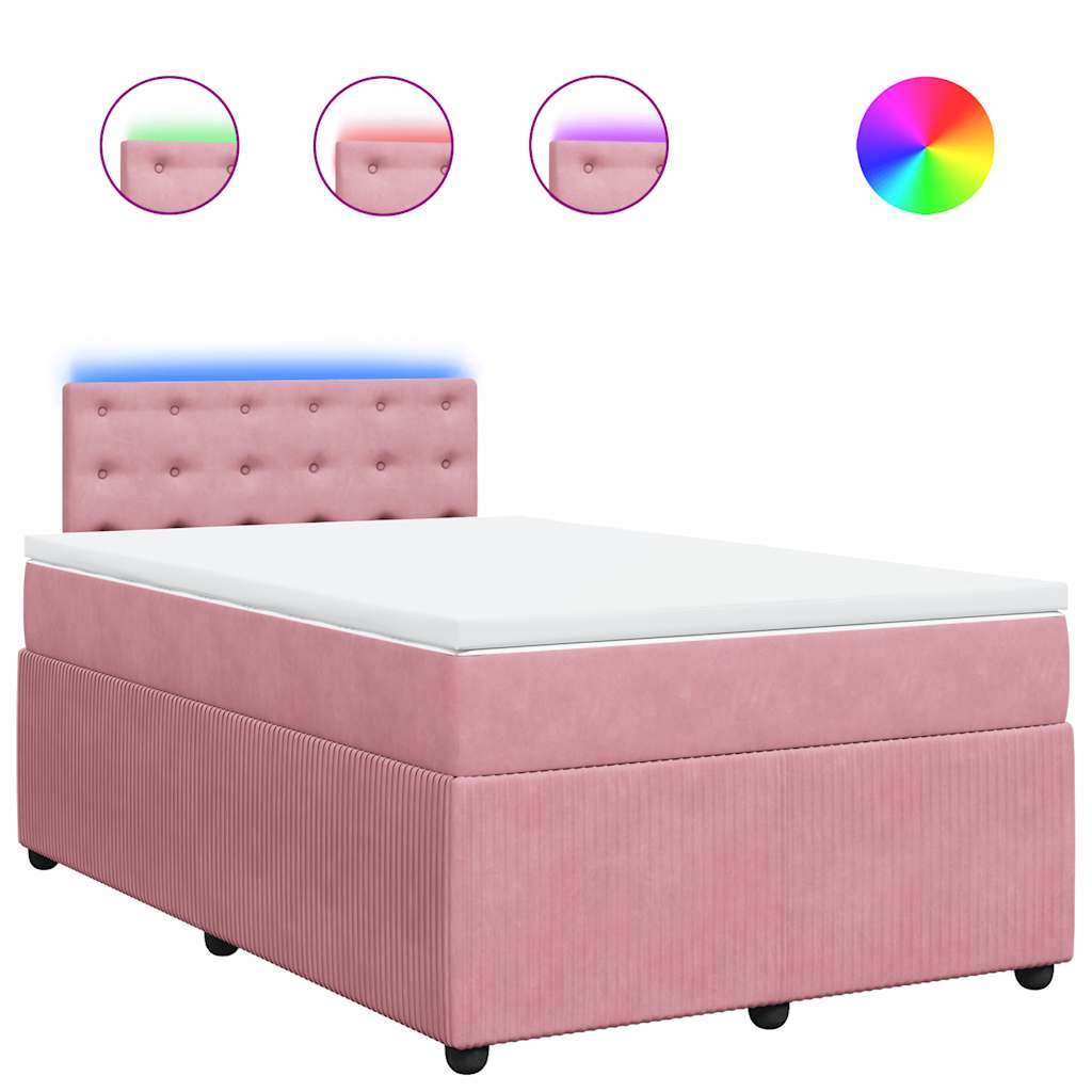 Giroletto a Molle con Materasso Rosa 120x200 cm in Velluto | homemem39