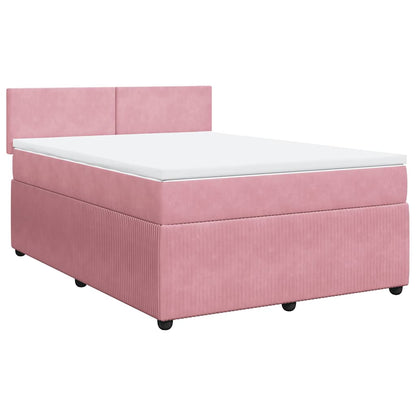Giroletto a Molle con Materasso Rosa 140x190 cm in Velluto | homemem39