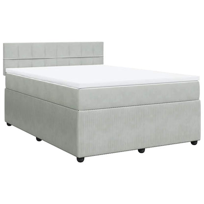Giroletto a Molle con Materasso Grigio Chiaro 140x190cm Velluto