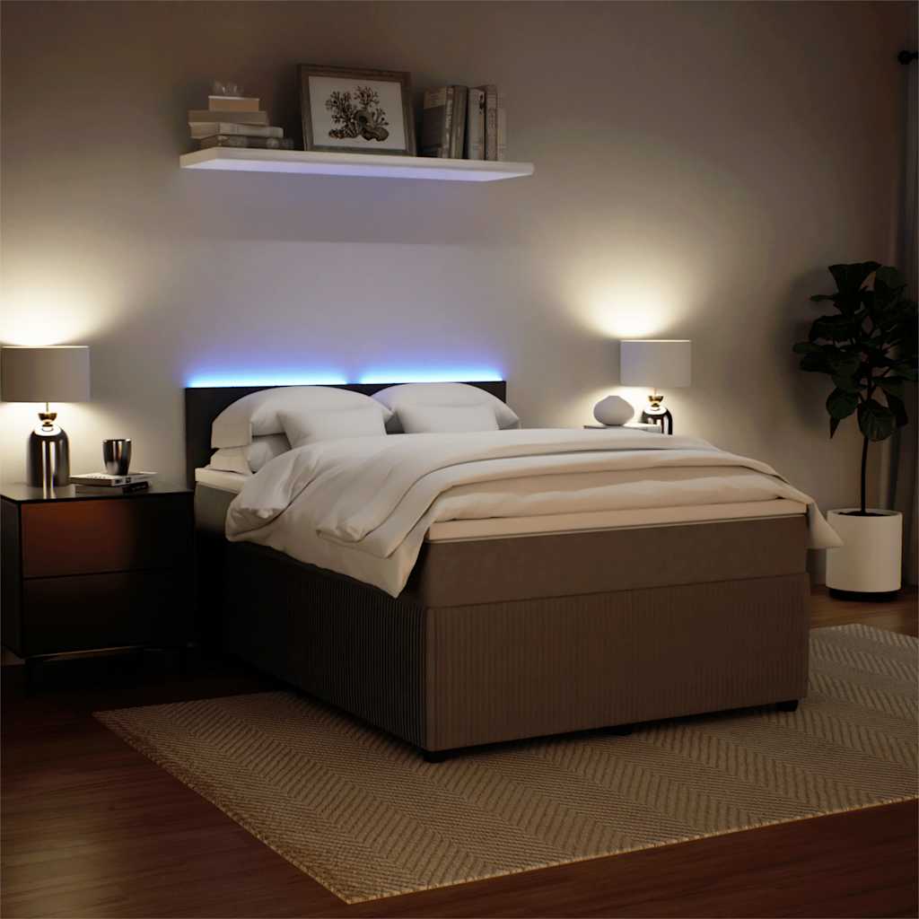 Giroletto a Molle con Materasso Grigio Chiaro 140x190cm Velluto