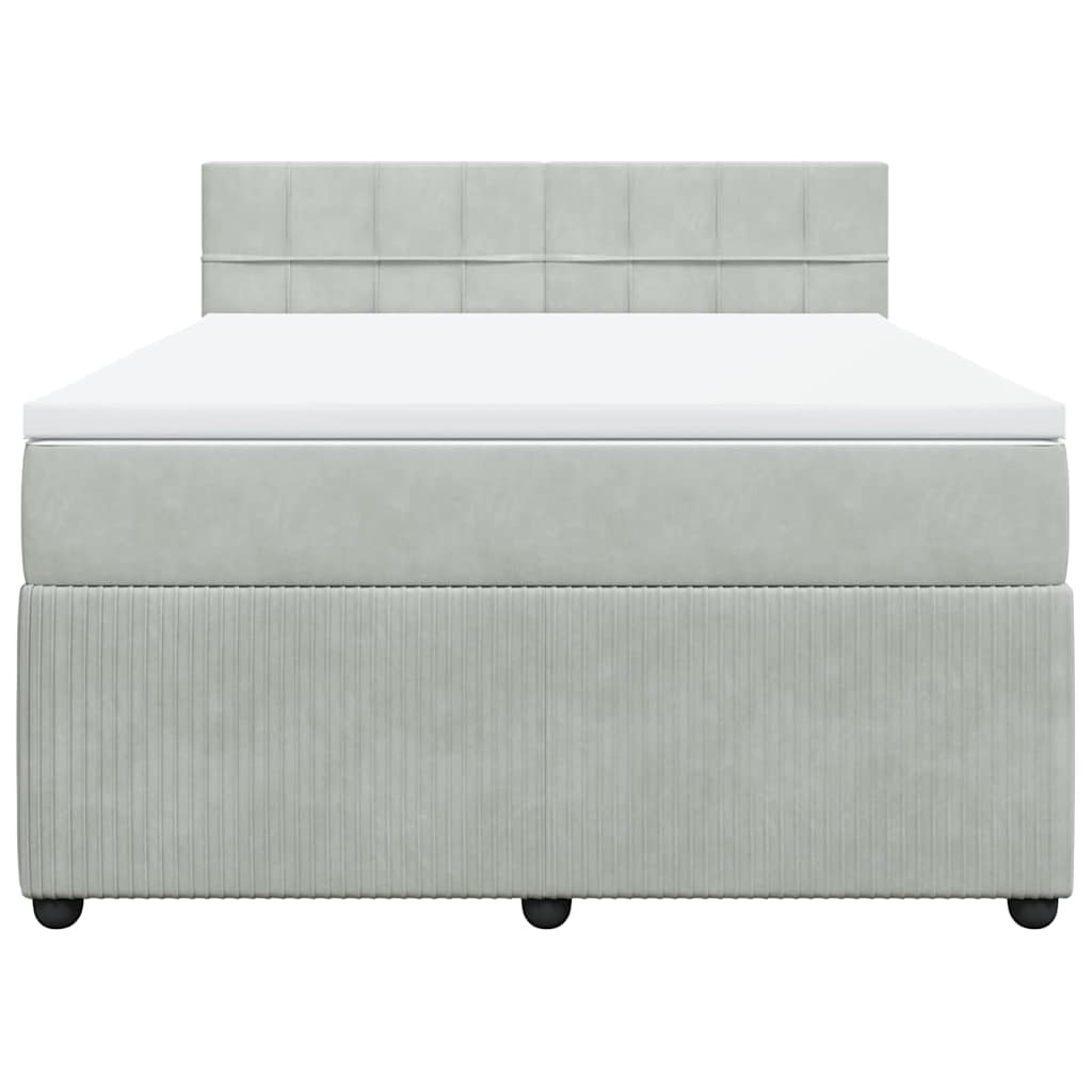 Giroletto a Molle con Materasso Grigio Chiaro 140x190cm Velluto