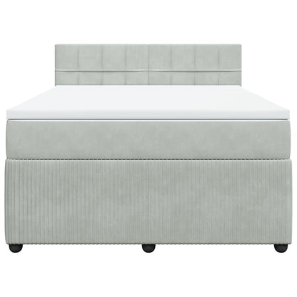 Giroletto a Molle con Materasso Grigio Chiaro 140x190cm Velluto