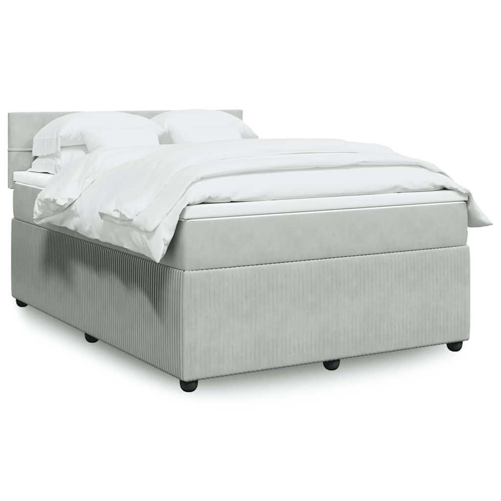 Giroletto a Molle con Materasso Grigio Chiaro 140x190cm Velluto