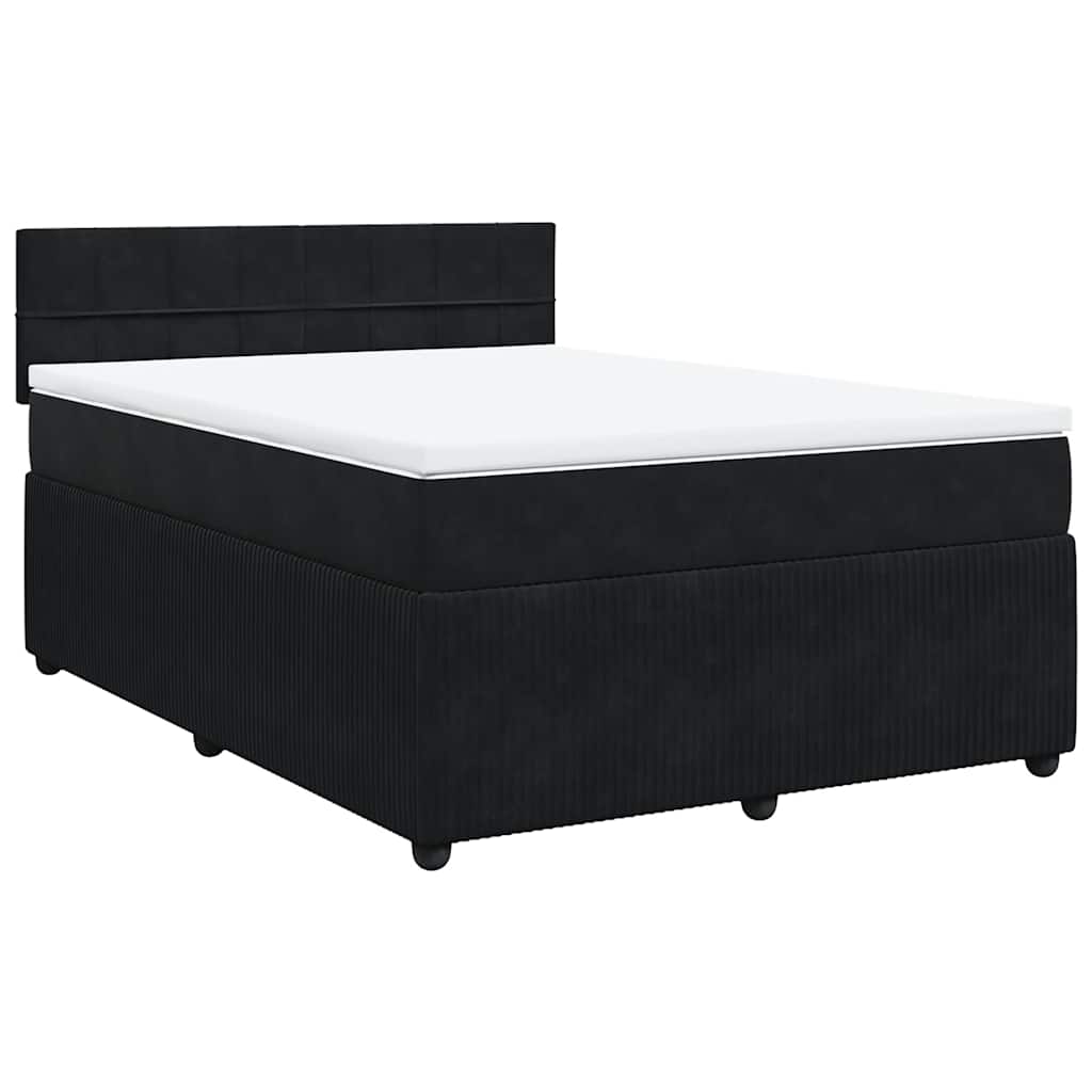 Giroletto a Molle con Materasso Nero 140x190 cm in Velluto | homemem39