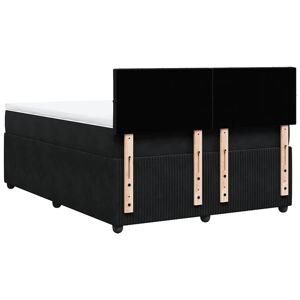 Giroletto a Molle con Materasso Nero 140x190 cm in Velluto | homemem39