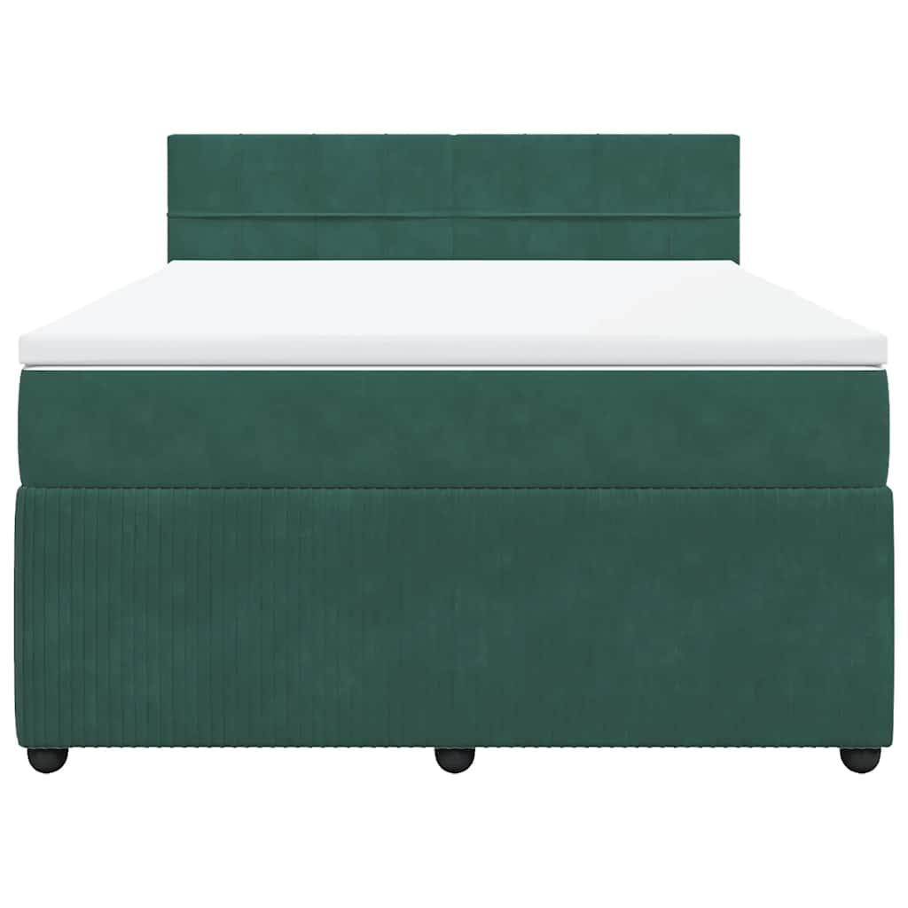 Giroletto a Molle con Materasso Verde Scuro 140x190 cm Velluto - homemem39