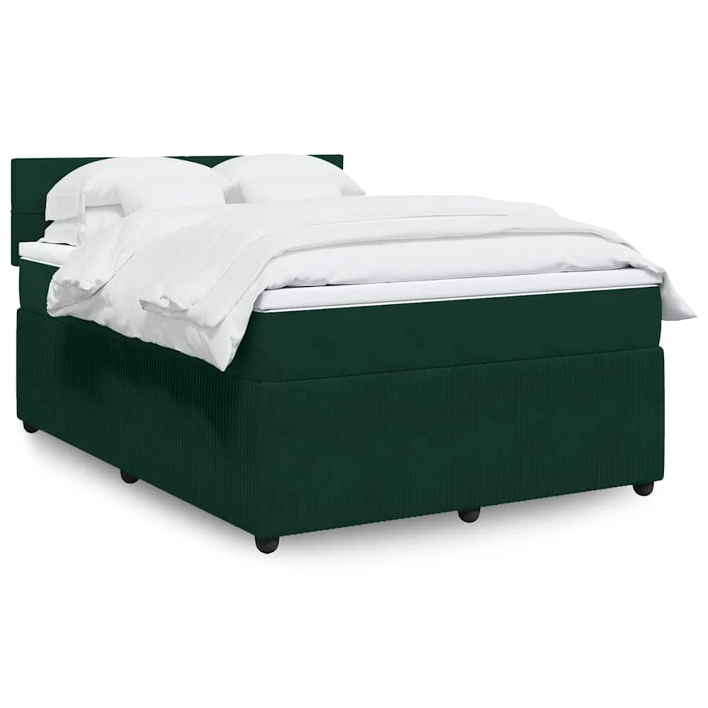 Giroletto a Molle con Materasso Verde Scuro 140x190 cm Velluto