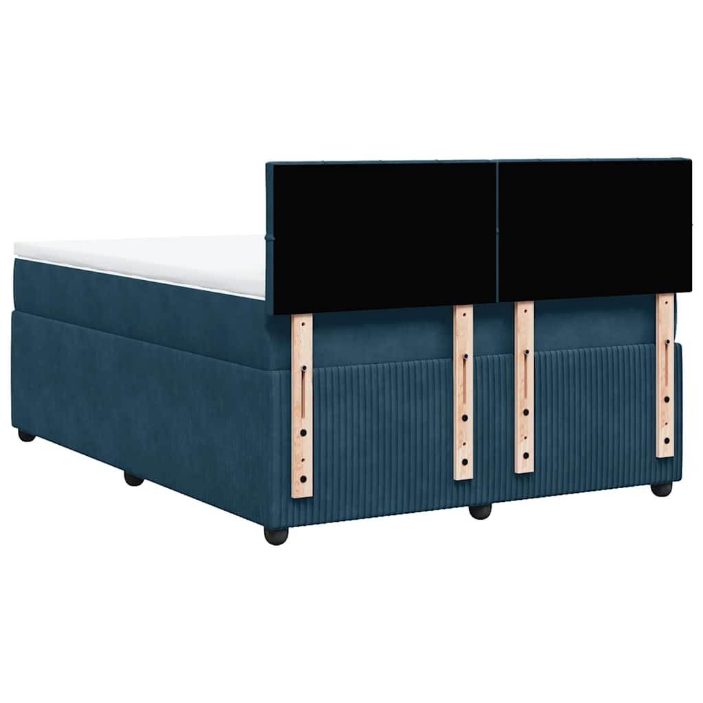 Giroletto a Molle con Materasso Blu 140x190 cm in Velluto