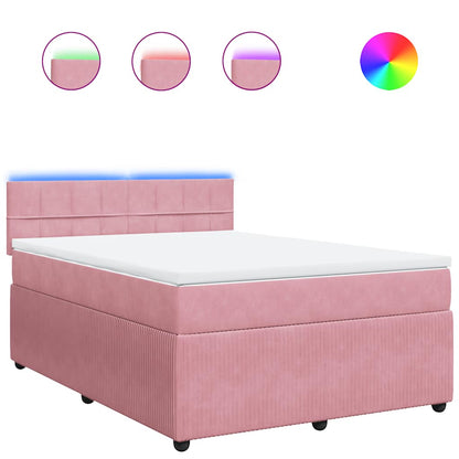 Giroletto a Molle con Materasso Rosa 140x190 cm in Velluto