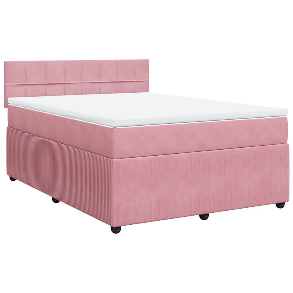 Giroletto a Molle con Materasso Rosa 140x190 cm in Velluto