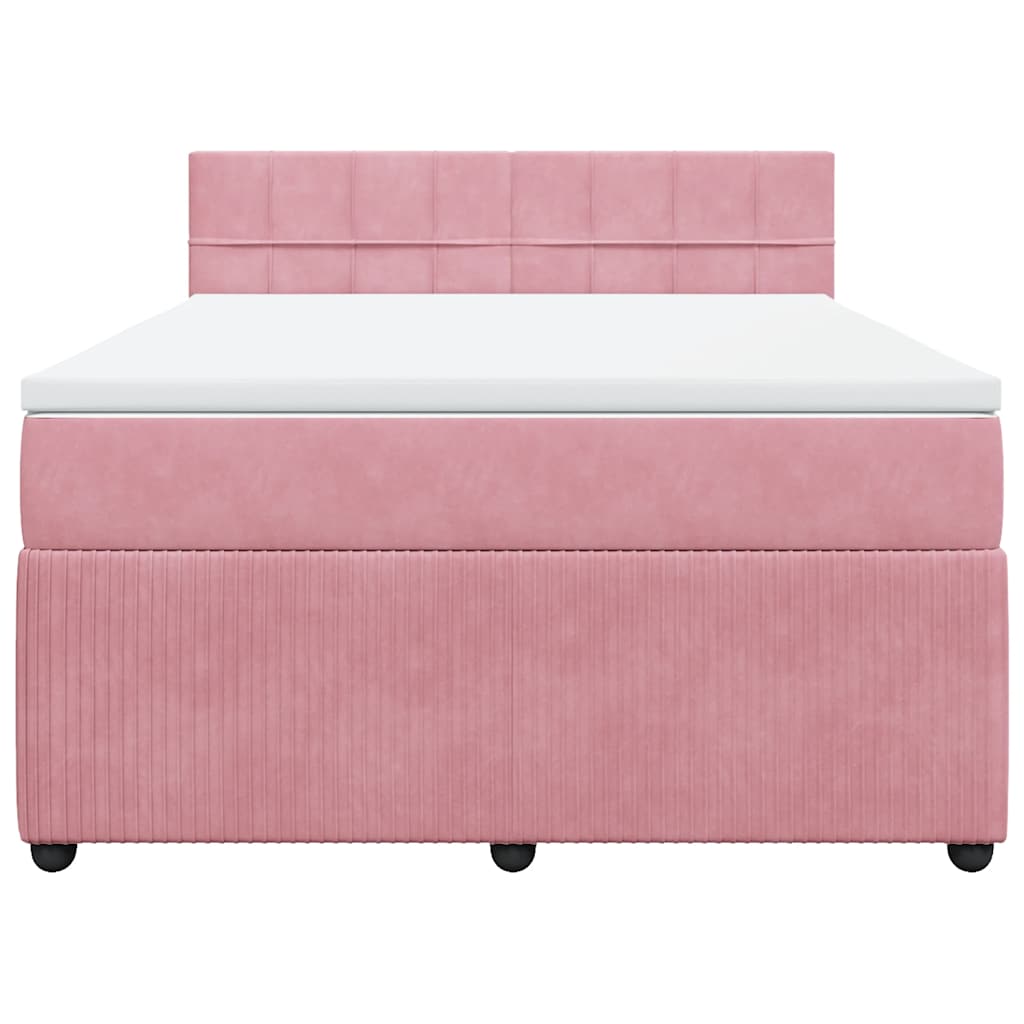 Giroletto a Molle con Materasso Rosa 140x190 cm in Velluto