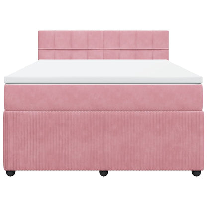 Giroletto a Molle con Materasso Rosa 140x190 cm in Velluto