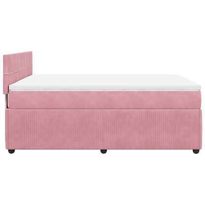 Giroletto a Molle con Materasso Rosa 140x190 cm in Velluto | homemem39