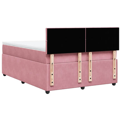 Giroletto a Molle con Materasso Rosa 140x190 cm in Velluto