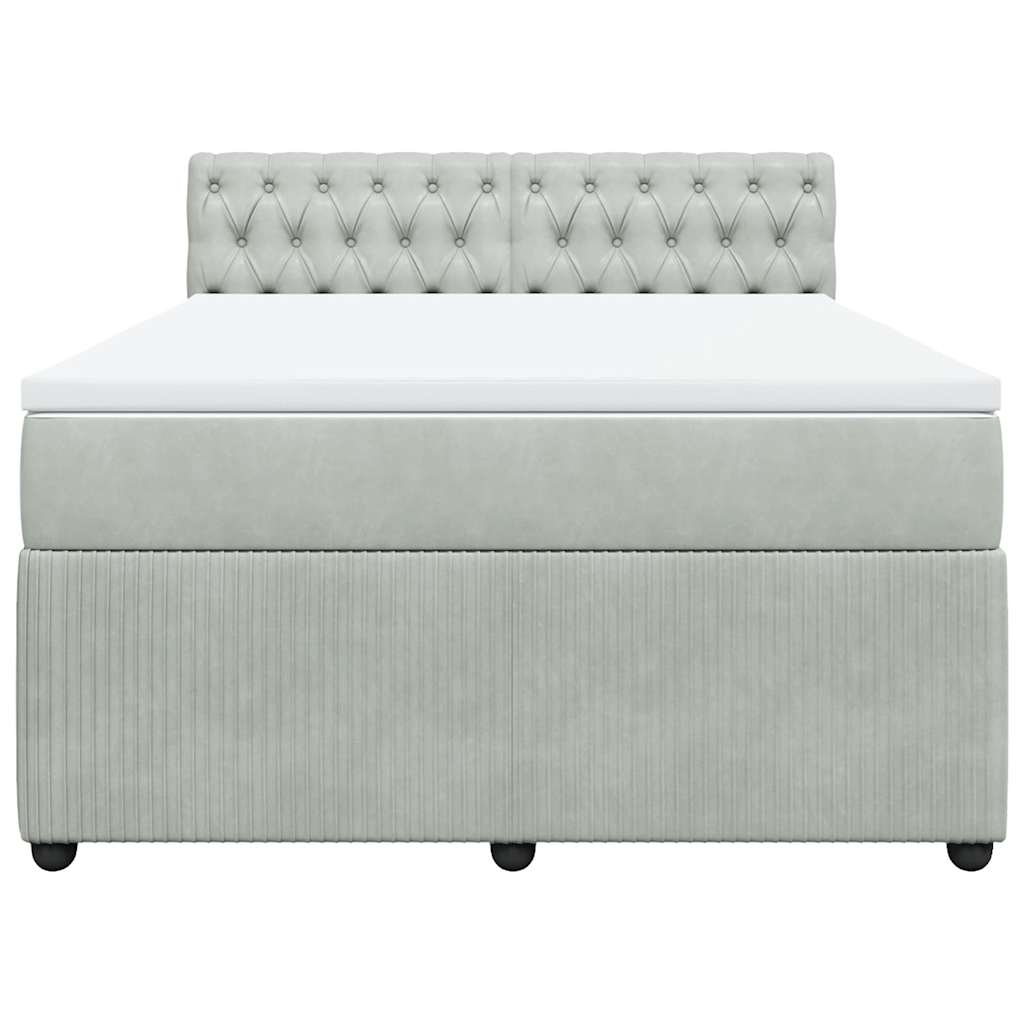 Giroletto a Molle con Materasso Grigio Chiaro 140x190cm Velluto