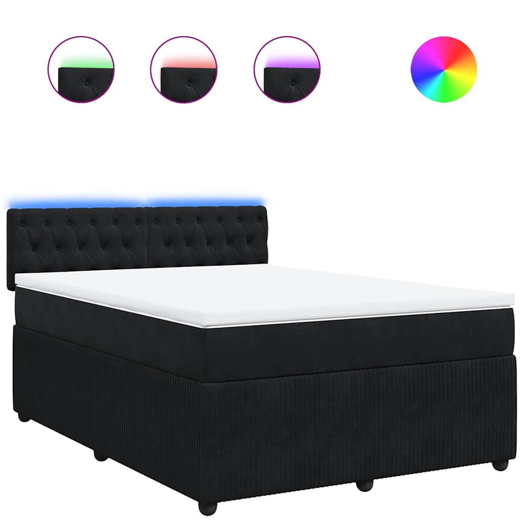 Giroletto a Molle con Materasso Nero 140x190 cm in Velluto | homemem39