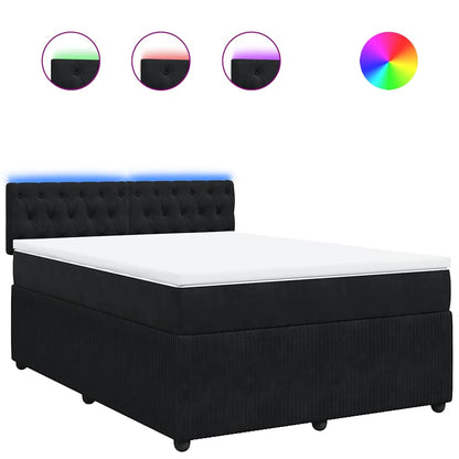 Giroletto a Molle con Materasso Nero 140x190 cm in Velluto | homemem39