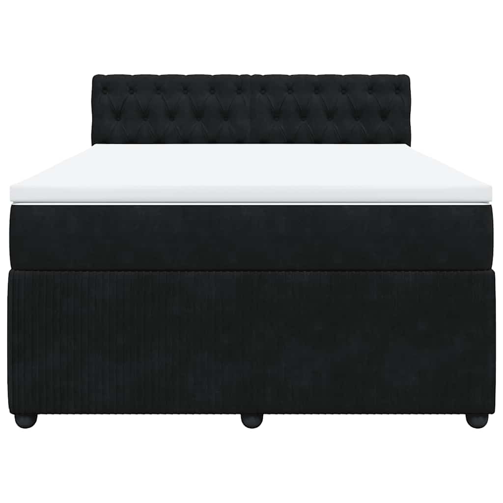 Giroletto a Molle con Materasso Nero 140x190 cm in Velluto | homemem39