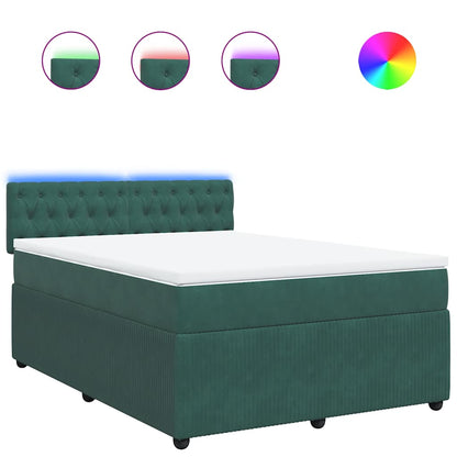 Giroletto a Molle con Materasso Verde Scuro 140x190 cm Velluto - homemem39