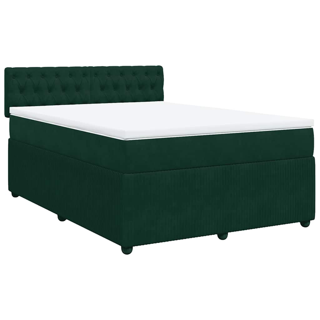 Giroletto a Molle con Materasso Verde Scuro 140x190 cm Velluto