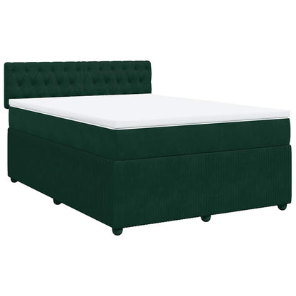 Giroletto a Molle con Materasso Verde Scuro 140x190 cm Velluto