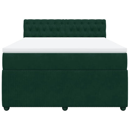 Giroletto a Molle con Materasso Verde Scuro 140x190 cm Velluto