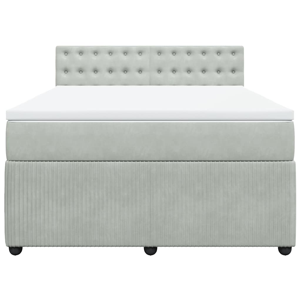 Giroletto a Molle con Materasso Grigio Chiaro 140x190cm Velluto