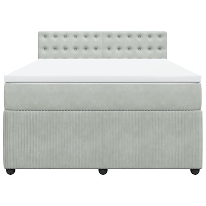 Giroletto a Molle con Materasso Grigio Chiaro 140x190cm Velluto