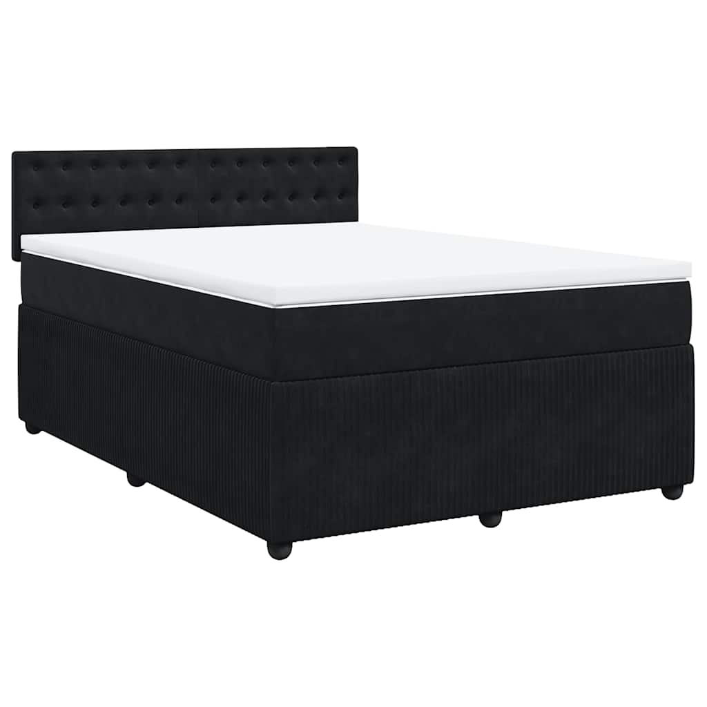 Giroletto a Molle con Materasso Nero 140x190 cm in Velluto
