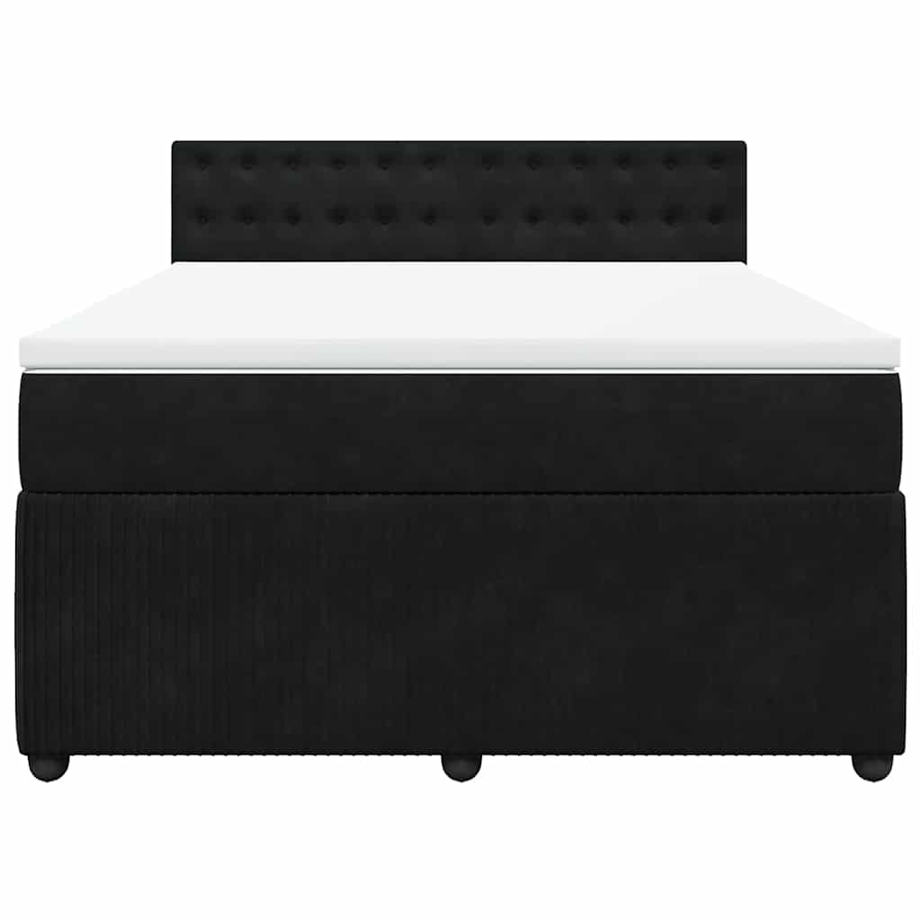 Giroletto a Molle con Materasso Nero 140x190 cm in Velluto | homemem39