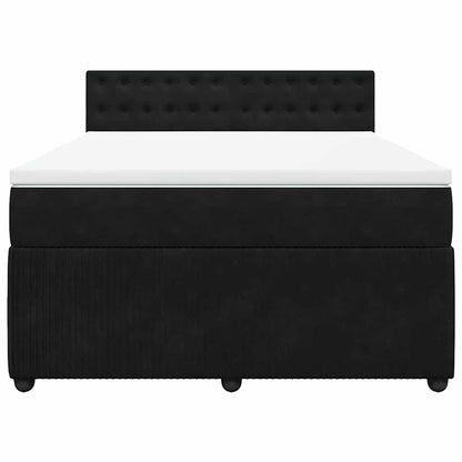Giroletto a Molle con Materasso Nero 140x190 cm in Velluto