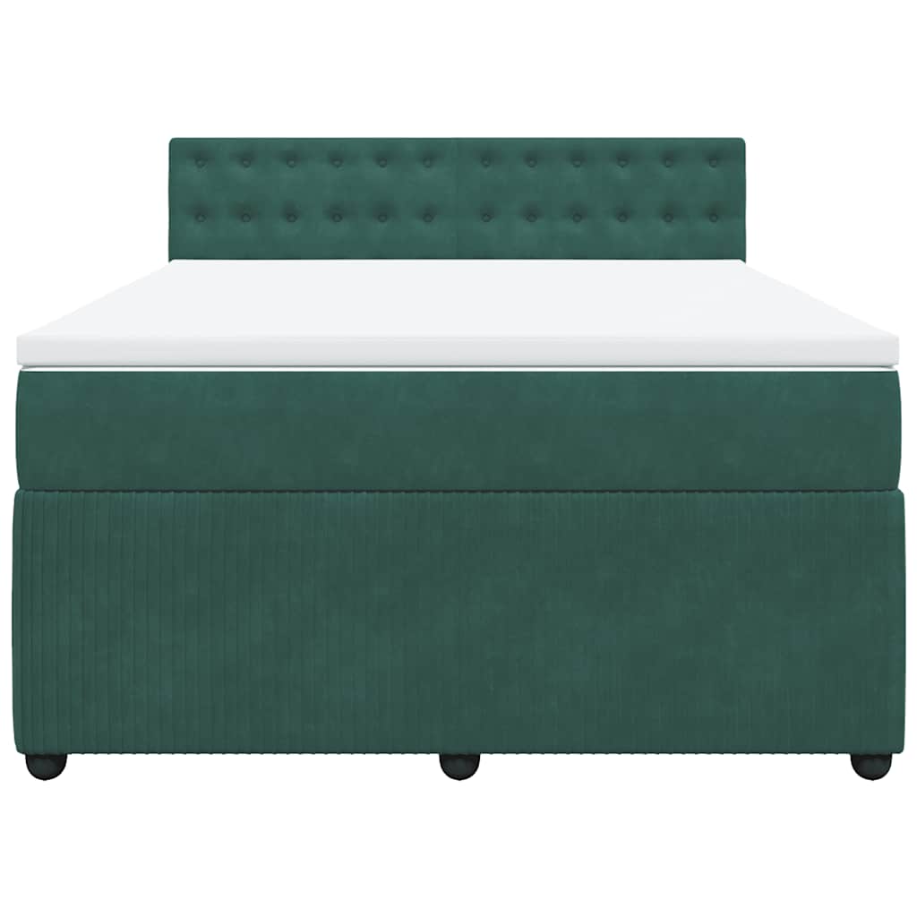 Giroletto a Molle con Materasso Verde Scuro 140x190 cm Velluto - homemem39