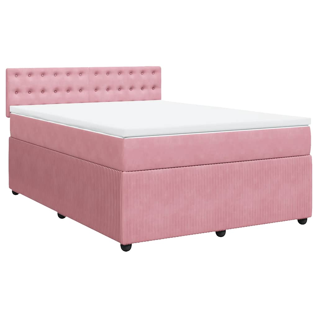 Giroletto a Molle con Materasso Rosa 140x190 cm in Velluto | homemem39
