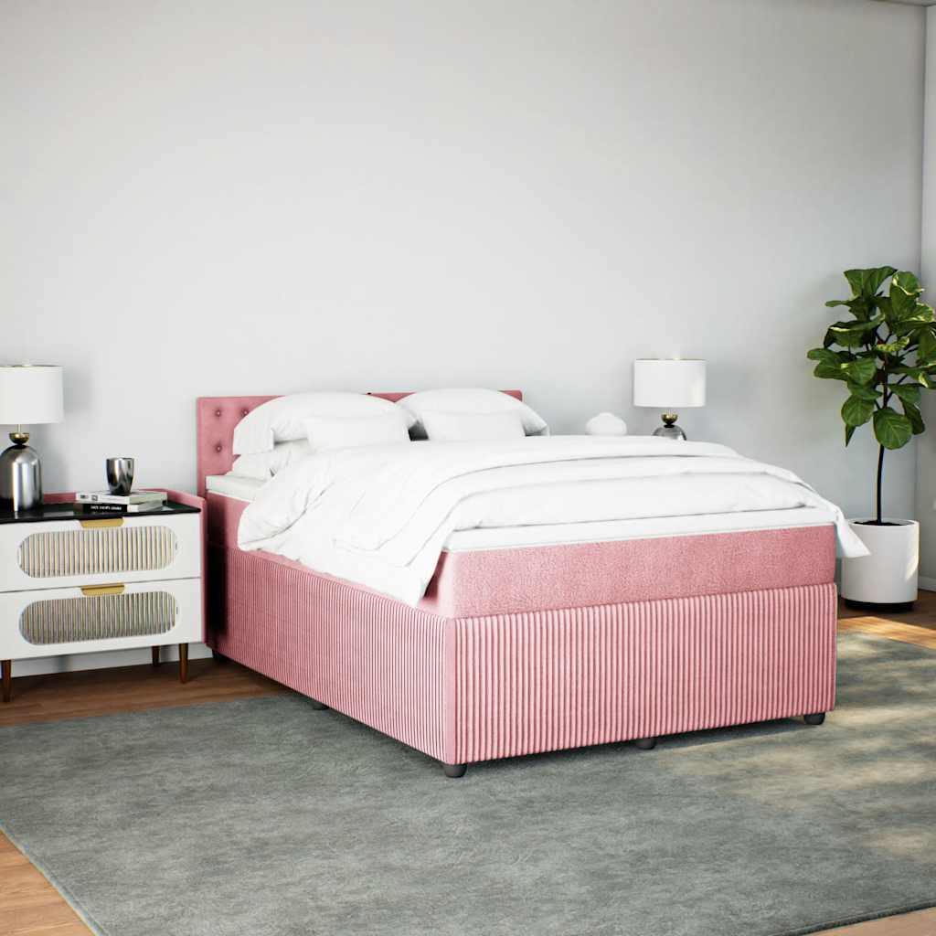 Giroletto a Molle con Materasso Rosa 140x190 cm in Velluto | homemem39